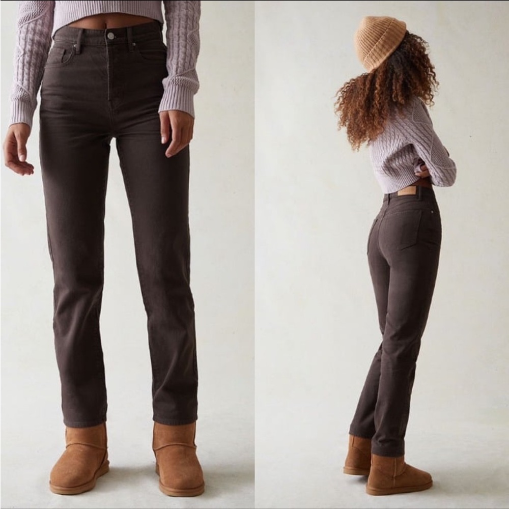 PacSun Dark Brown Straight Leg Dad Jeans